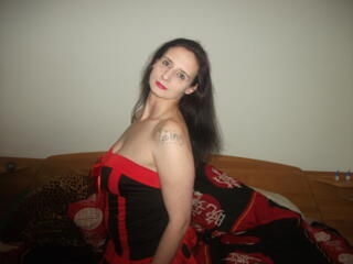 Lady in red and black